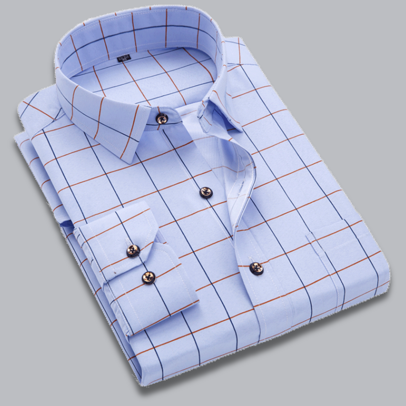 Bastian™ | Premium Hemd in Hellblau mit Quadratmuster