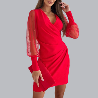 Imke™ | Elegantes Cocktailkleid mit transparenten Ärmeln