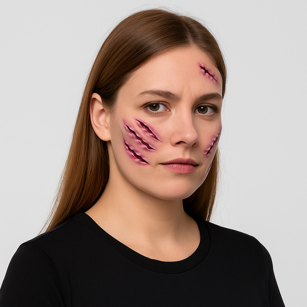 3D Blutwunden Tattoo Sticker – Wasserfestes Halloween Make-up Accessoire