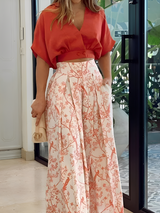 Hennie - Lässiges, locker sitzendes Set mit Print für Damen in Rot