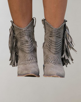 Stilvolle Damen Stiefel mit Fransen - Selena in Grau