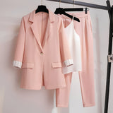 Paula - stilvolles dreiteiliges Blazer-Set für Damen in Rose