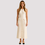 Jorja - Elegantes Midikleid mit Knöpfen in Beige