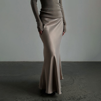 Cordelia - Langer Satinrock mit Meerjungfrauensaum