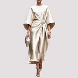 Kay - Elegantes Wickel-Midikleid in Beige