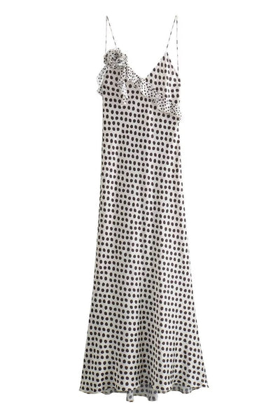 Elegantes Maxikleid | Verspielte Volants & Pünktchenmuster | Feminine Leichtigkeit