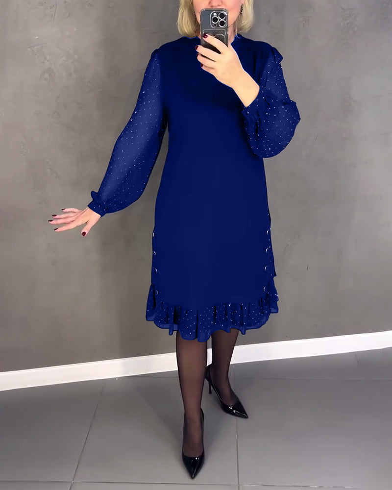 ELIANA | Elegantes Kleid mit transparenten Ärmeln und schmeichelhafter Schnitt für Herbstanlässe