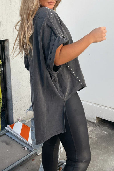 Lässiges Oversize-Shirt | Weite Passform & Nieten-Details | Urbaner Chic