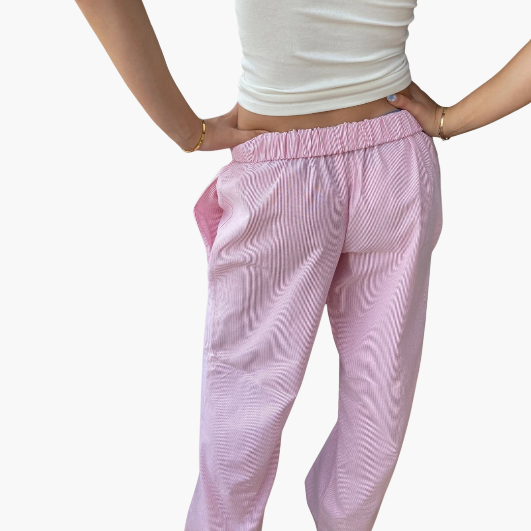 Damen Loungehose mit elastischem Bund und weitem Bein