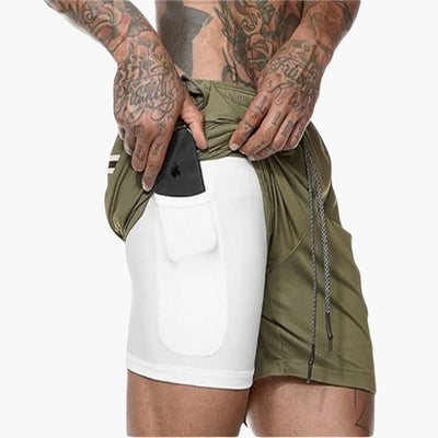 Herren Fitness Shorts mit Innentasche und Kompressionsebene