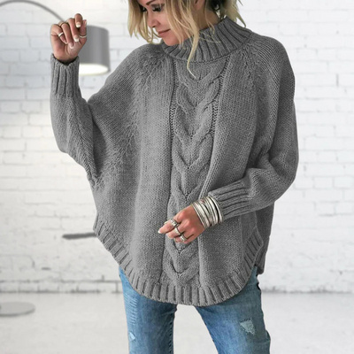 Strick Rollkragenpullover mit Batwing Ärmeln