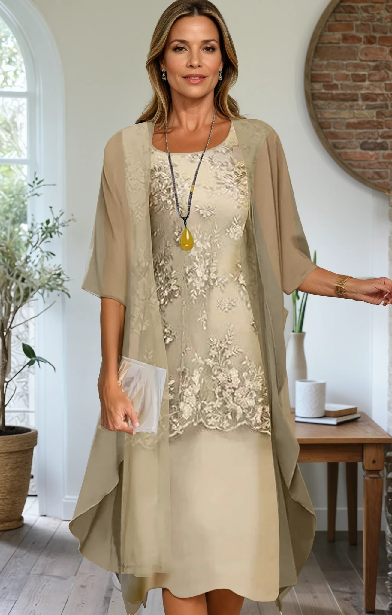 Lisa - Elegantes zweiteiliges Chiffonkleid