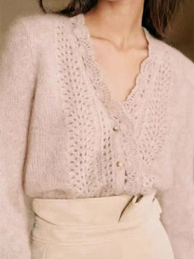Feinstrick-Cardigan mit Wellensaum | Feminine Eleganz | Zartes Design