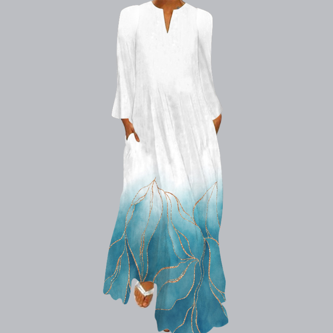 Samira™ | Langarm-Maxikleid mit elegantem Print in mehreren Designs