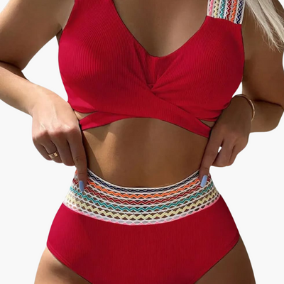 Gerippter High-Waist Bikini - Damen Zweiteiler für den Sommer