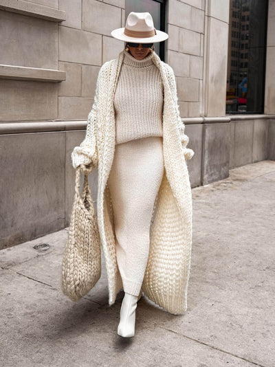 Elfenbein Halte Mich Nah Schalkragen Cardigan