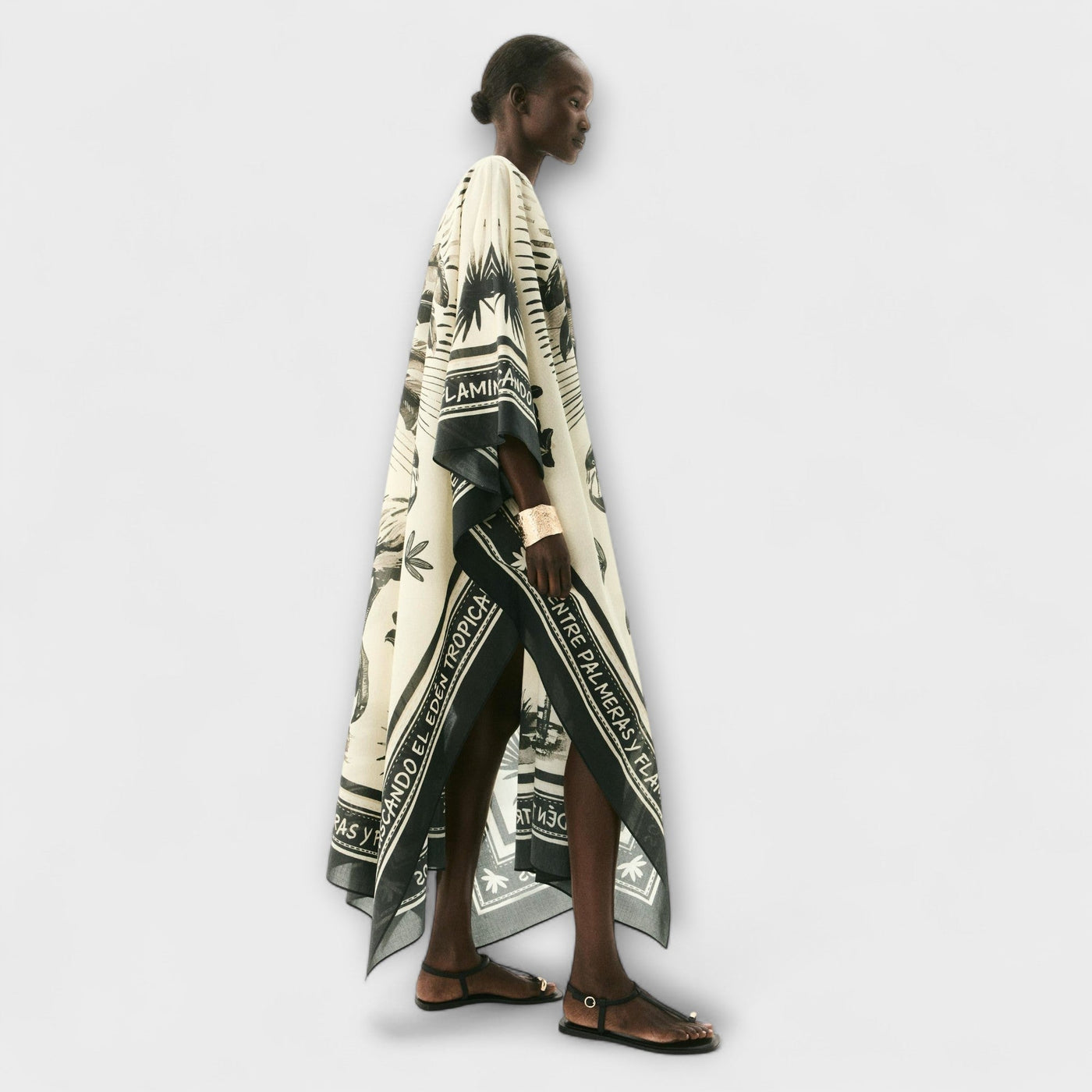 Melissa - Extra-großes Flamingo-Print Kaftan Maxikleid