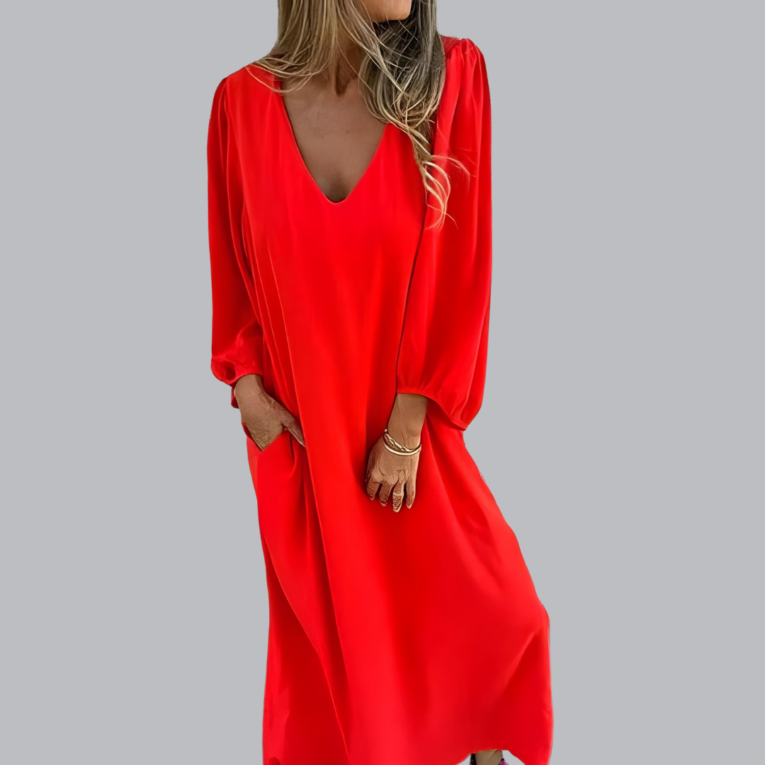 Swanhilde™ | Langes Boho-Kleid mit praktischen Taschen