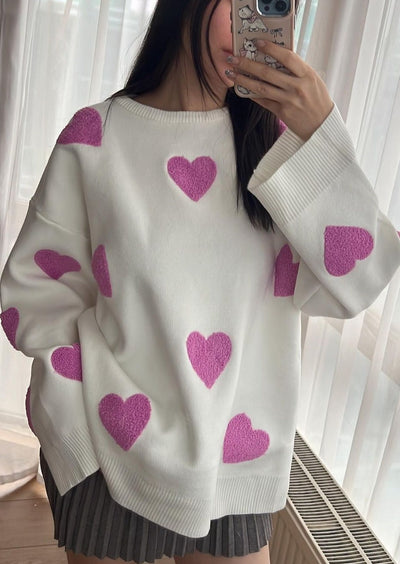 Übergroßer Pullover mit Herzmotiv | Weich und bequem | Verspielter Stil