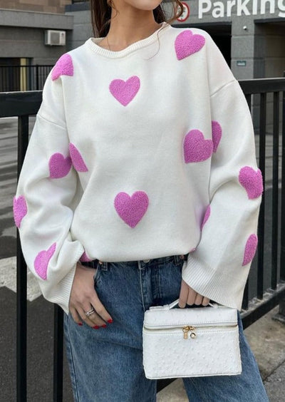 Übergroßer Pullover mit Herzmotiv | Weich und bequem | Verspielter Stil