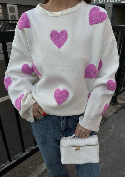 Übergroßer Pullover mit Herzmotiv | Weich und bequem | Verspielter Stil