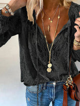 Exklusive Damenbluse mit Spitze - Elodie in Schwarz