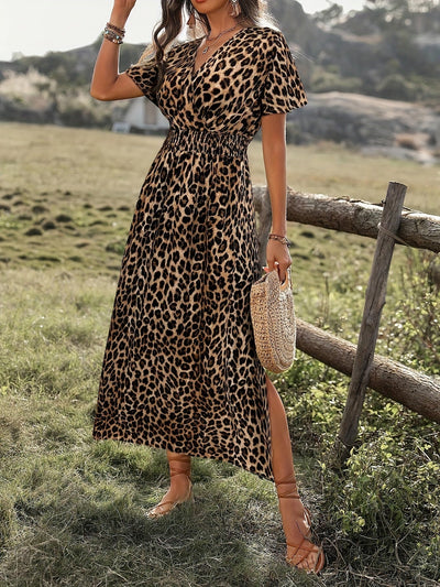 Maxikleid | Animal-Print | Eleganter Wickel-Look