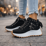 Damen Chunky Denim Sneaker Mit Schnürung Im Street Style in Schwarz
