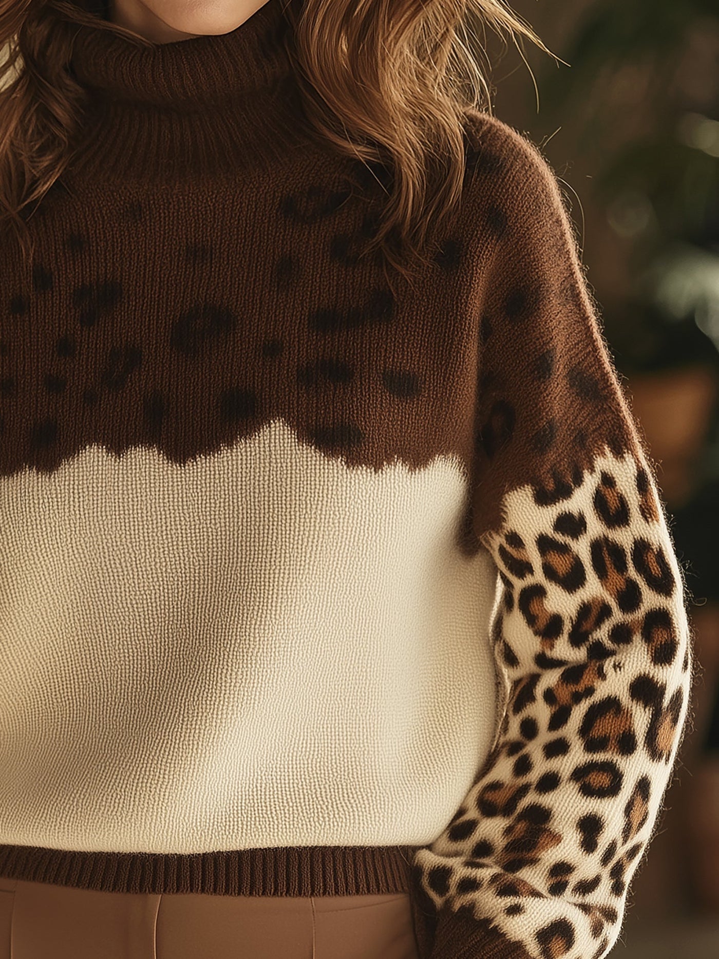 Leopardenmuster Rollkragenpullover | Modernes Design | Eleganter Komfort
