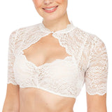 Julia | Oktoberfest Dirndlbluse Mit Eleganten Spitzendetails in Weiß