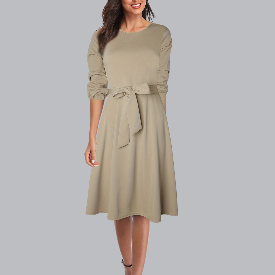 Almut™ | Klassisches Midikleid mit Taillenschleife in vielen Farben