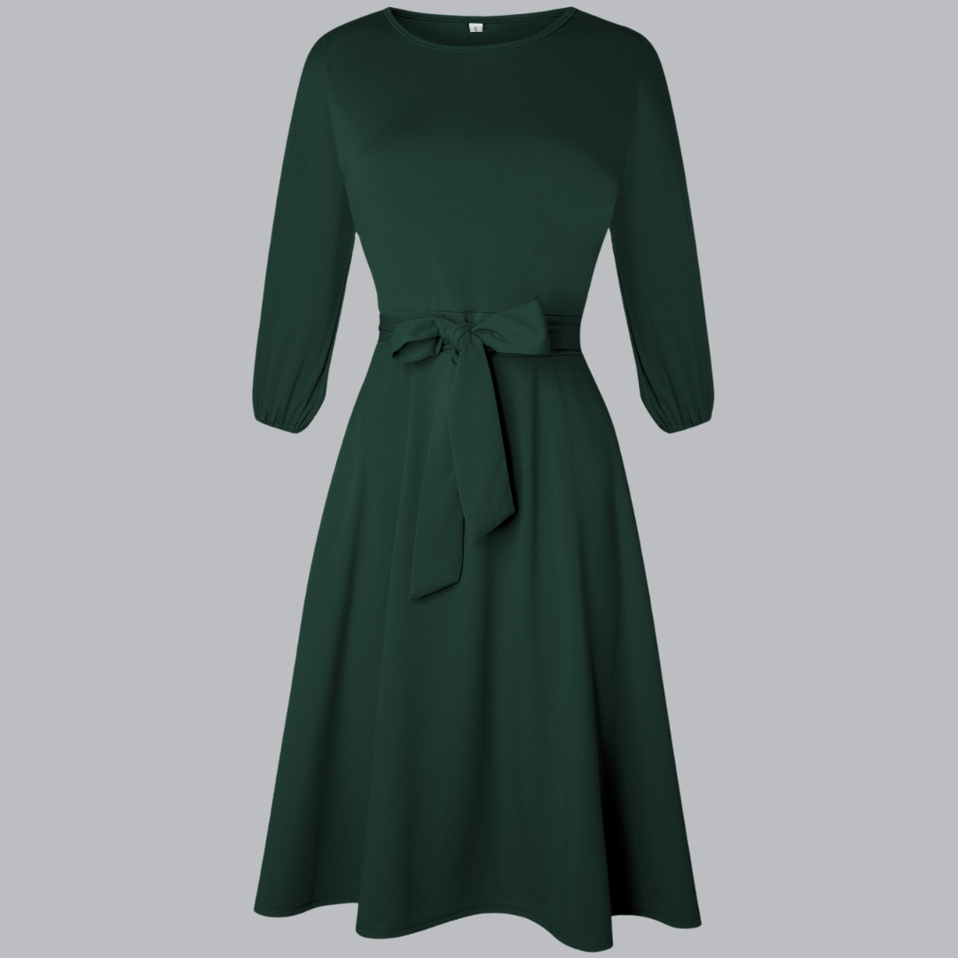 Almut™ | Klassisches Midikleid mit Taillenschleife in vielen Farben