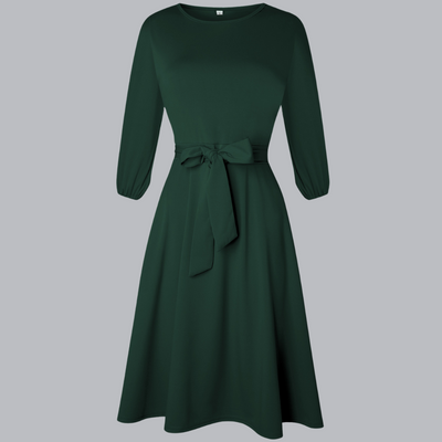 Almut™ | Klassisches Midikleid mit Taillenschleife in vielen Farben