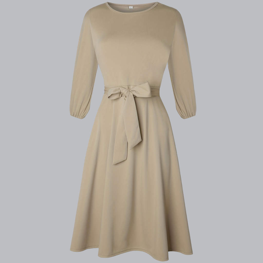 Almut™ | Klassisches Midikleid mit Taillenschleife in vielen Farben