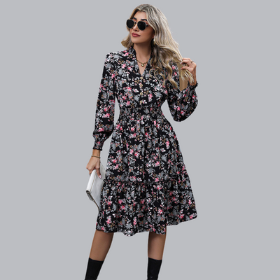 Eldrid™ | Geblümtes Midikleid mit femininer Taille