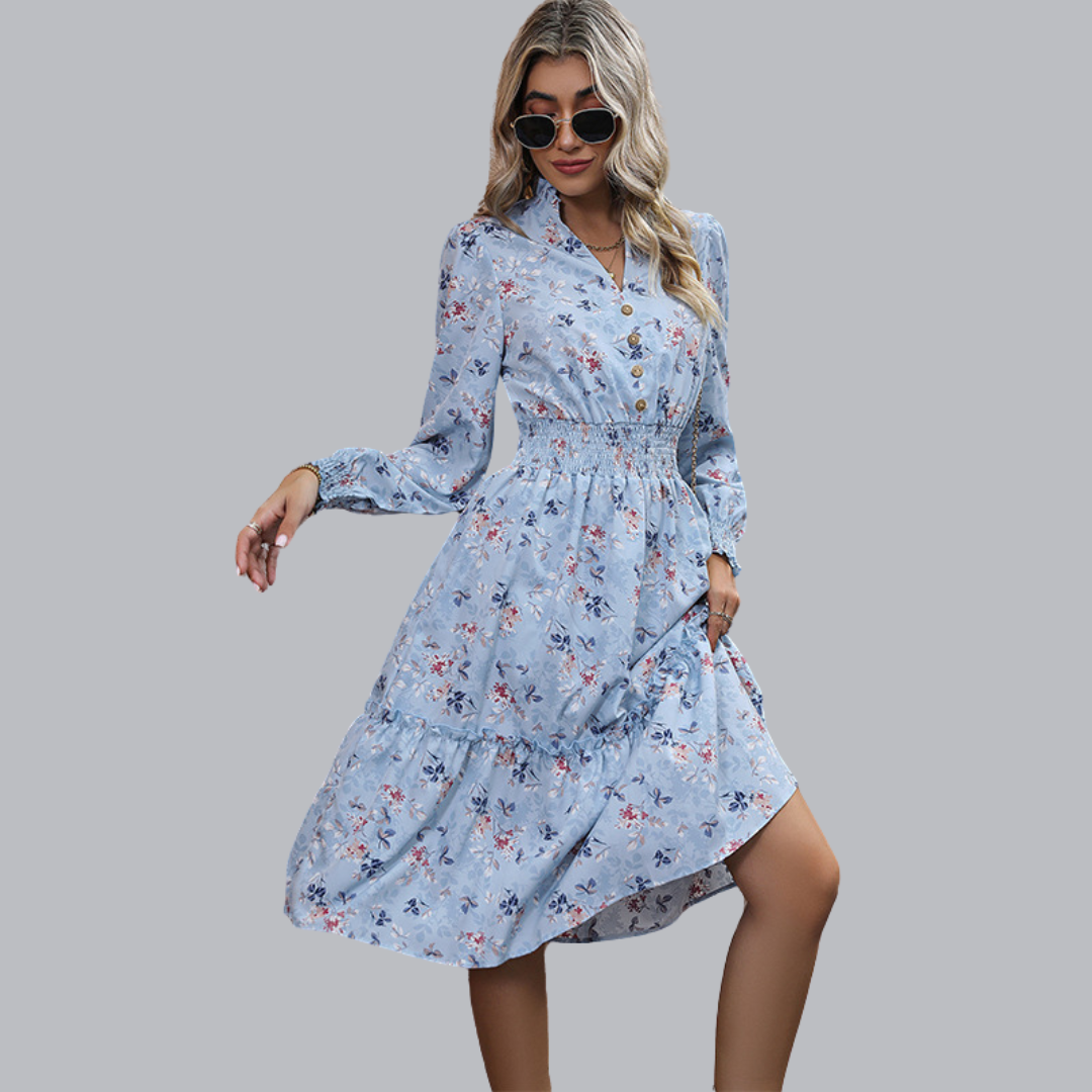 Eldrid™ | Geblümtes Midikleid mit femininer Taille