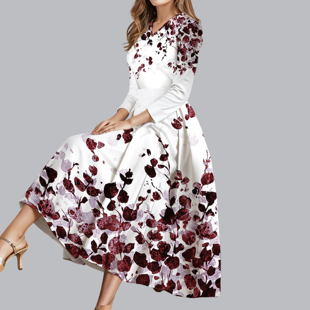 Elisa™ | Elegantes Blumenkleid mit langen Ärmeln