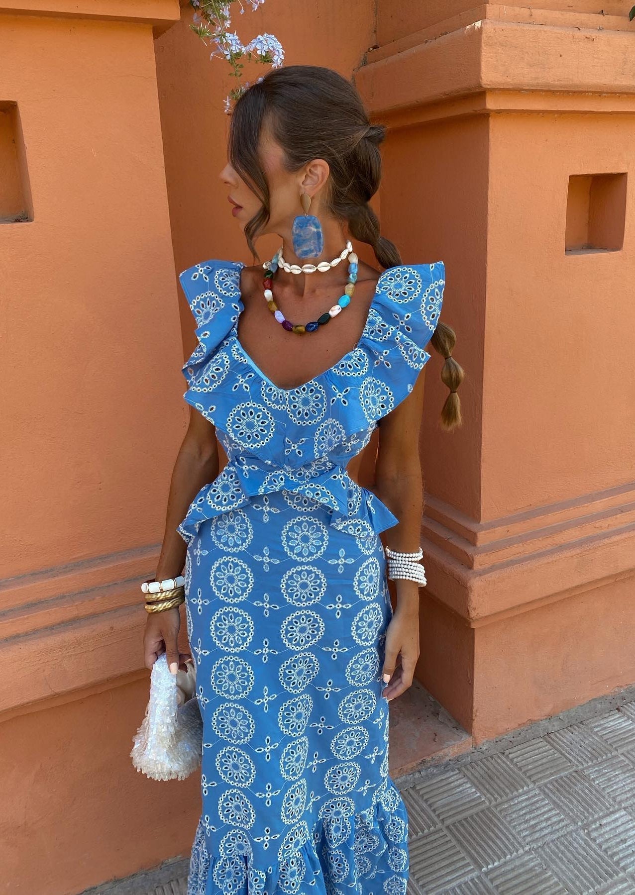 Maxi-Kleid mit Rüschen | Feminine Eleganz & Boho-Muster | Sommerlicher Charme