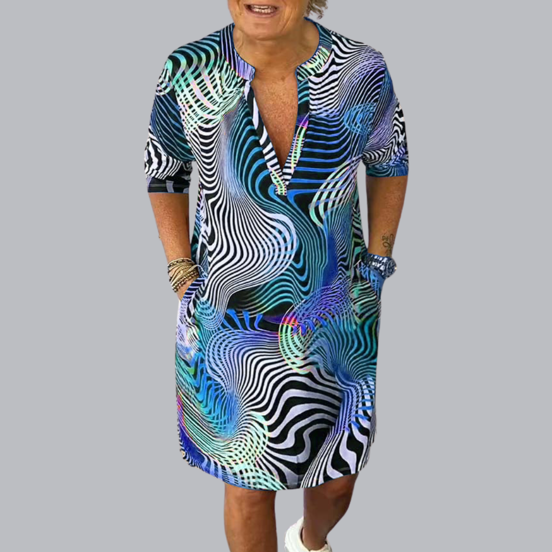 Hannelore™ | Elegantes & Farbenfrohes Sommerkleid mit V-Ausschnitt