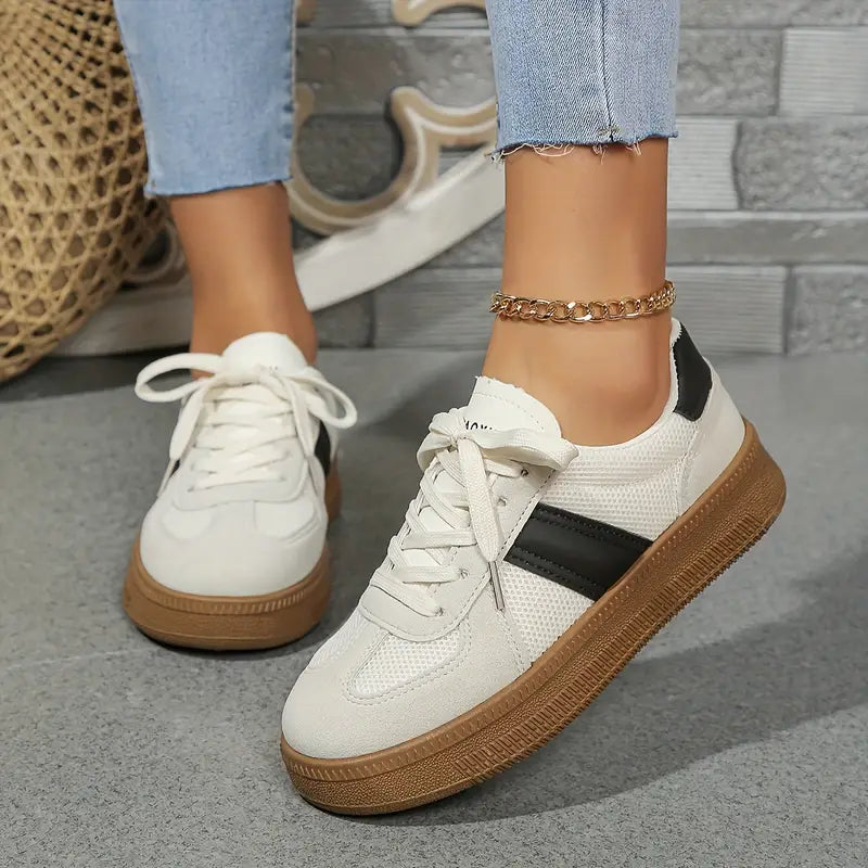 Imke - Stilvolle Sportliche Turnschuhe Mit Schnürung Und Plateauschuhen