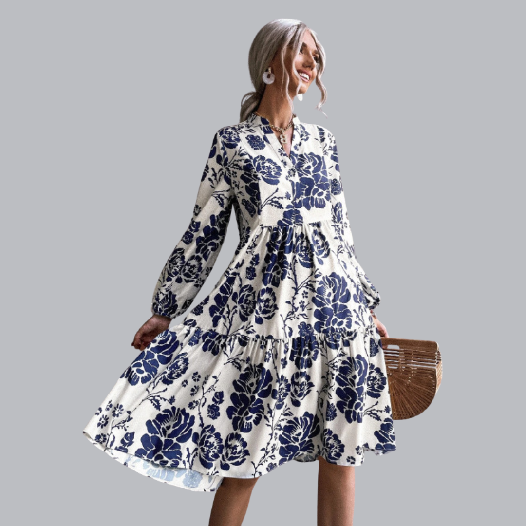 Claudette™ | Geblümtes Midikleid mit ausgestelltem Schnitt