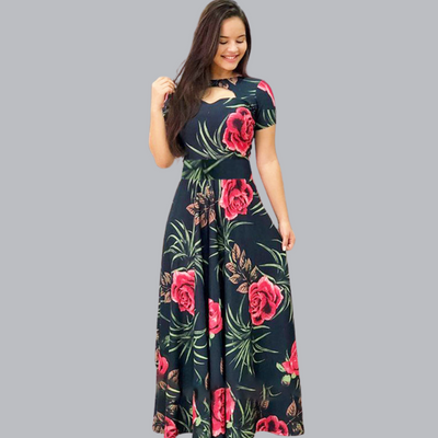 Talia™ | Maxikleid mit rosa Blumenprint und femininem Ausschnitt