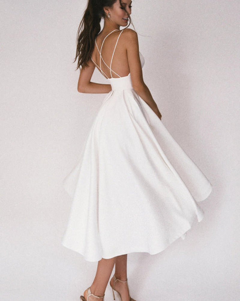 Damen Elegant Abendkleid | Cocktailkleid mit Spaghettiträgern und Herz-Ausschnitt