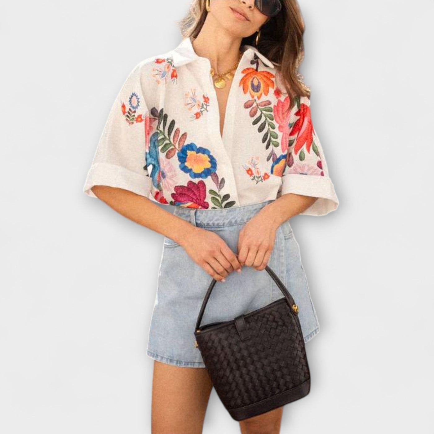 Ziva - Carla Kurzarmhemd mit Blumenmuster