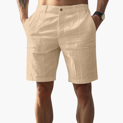 Herren Leinen Shorts mit Reißverschluss und Seitentaschen