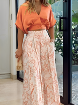 Hennie - Lässiges, locker sitzendes Set mit Print für Damen in Orange