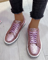 Stilvolle Plateau-Glitter Damen Sneakers - Sienna in Rosa
