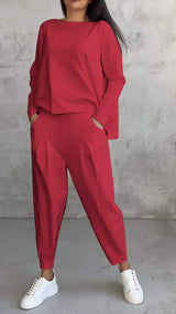 Trendy Casual Damen Kleidung Set - Brooklyn in Rot