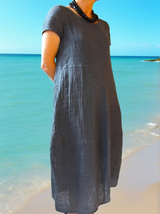 Allie - Lässiges, locker sitzendes Kurzarmkleid für Damen in Grau