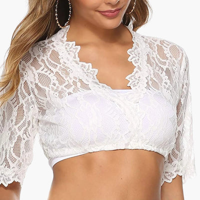 Spitzen Dirndl bluse mit V-Ausschnitt für Damen - Oktoberfest 2025